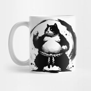 Sumo Cat Wrestler Sumie Enso Circle Japanese Brushstroke Mug